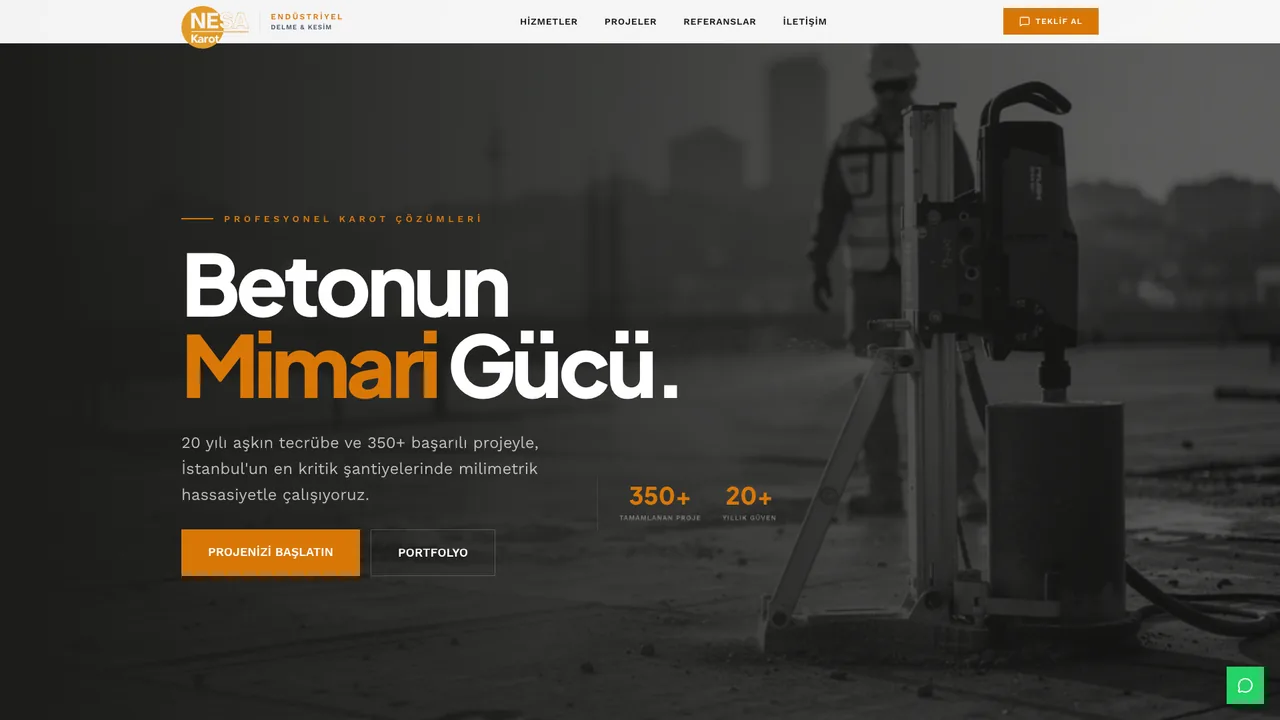 Nesa Karot web sitesinin ana sayfası (nesa-karot.com)